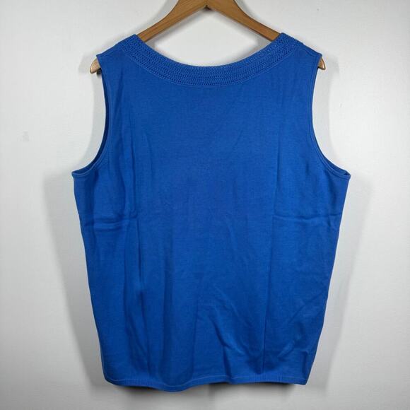 Talbots Top Women 3X Blue Plus Size Sweater Vest Spring Knit Preppy Minimal - Picture 6 of 8
